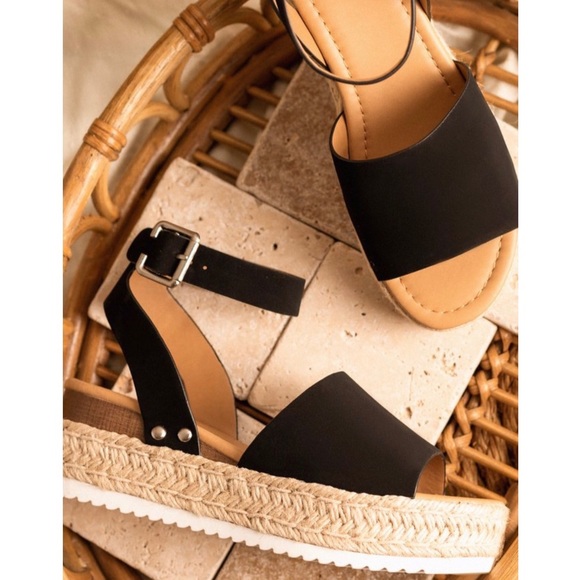 Black Espadrilles Platform Sandals Platform - Picture 2 of 8
